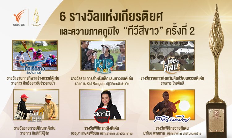 ไทยพีบีเอส ปลื้ม! คว้า 6 รางวัล “ทีวีสีขาว” ครั้งที่ 2<